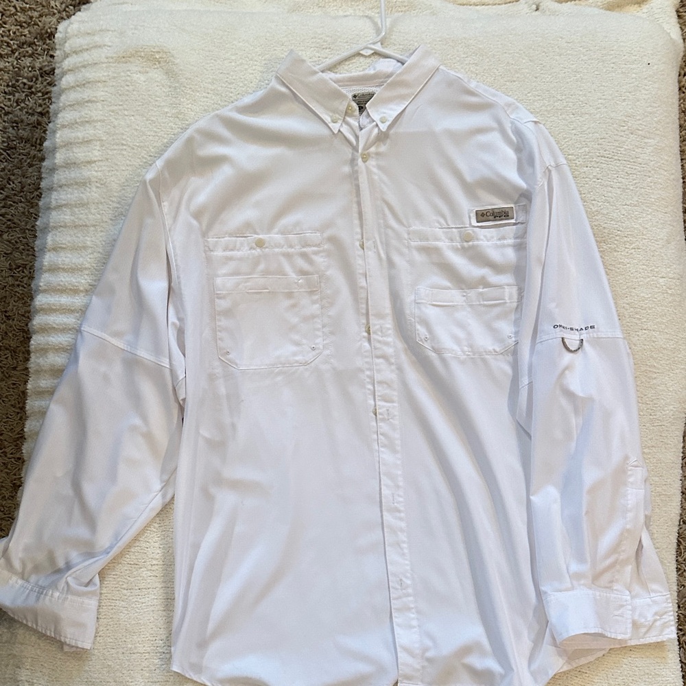 Columbia Men's Classic White Button Down Shirt